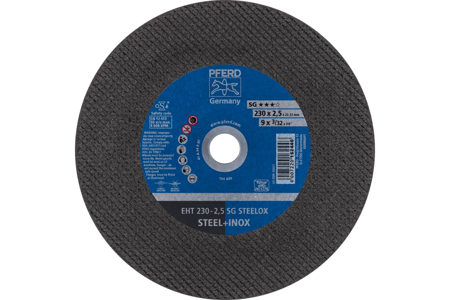 Picture of Pferd Cut-Off Wheel, 9" X 3/32 X 7/8, Sg Steelox, T1, Aluminum Oxide